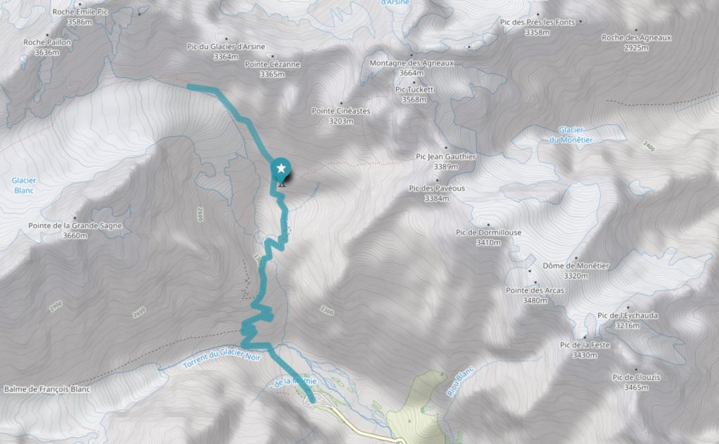 Randonnée facile Glacier Blanc carte
